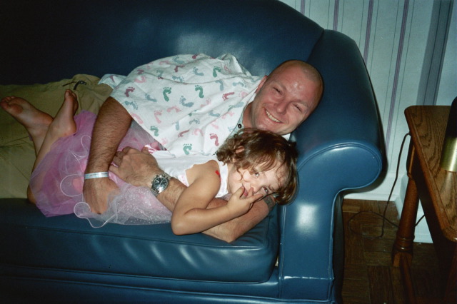 Being silly with Daddy at the hospital