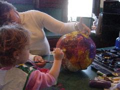 Making the pinata with Nana