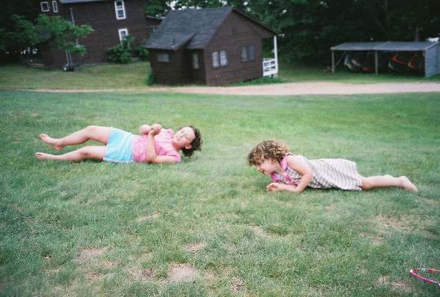 Rolling down the hill with Rachel.