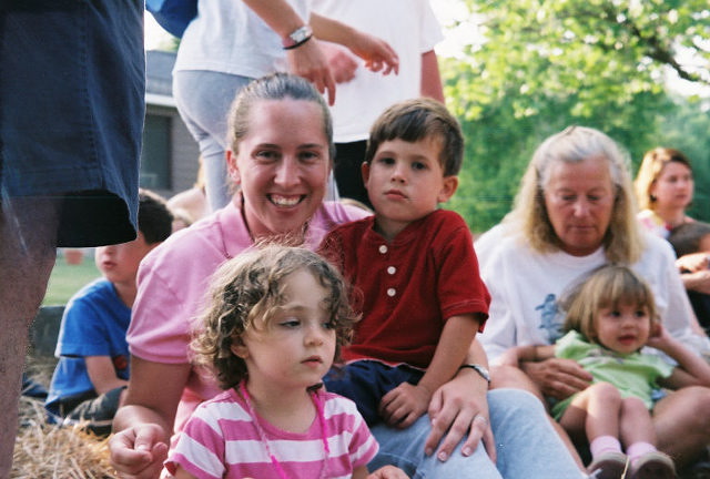 On the hayride with Cameron and Alice.